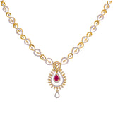 18K Gold Diamond Jewelry Set (35.2gm) | Add the sophistication of diamonds and rubies to your favorite formal or traditional outfits with...