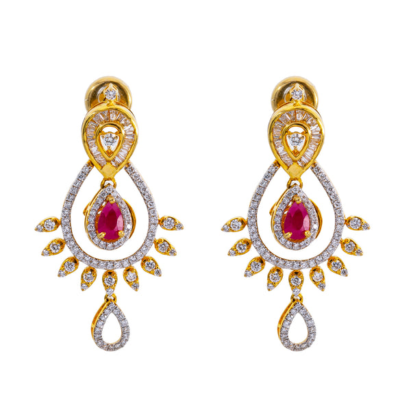 18K Gold Diamond Jewelry Set (35.2gm) | Add the sophistication of diamonds and rubies to your favorite formal or traditional outfits with...