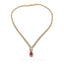 5.82CT Diamond Box Chain Necklace and Earrings Set in 18k Yellow Gold W/ Drop Ruby Pendant - Virani Jewelers