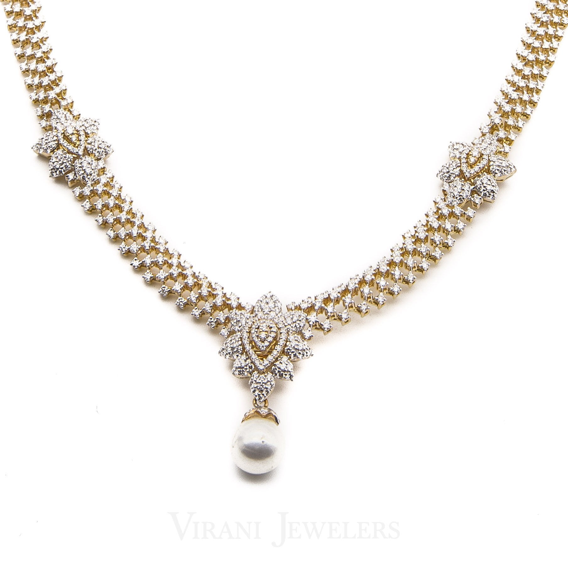 8.74 CT VVS Floral Diamond Necklace and Earring Set 67.3gm Virani Jewelers