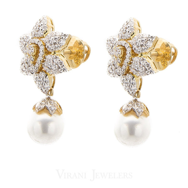 8.74CT VVS Diamond Necklace & Earring Set in 18K Gold W/ Floral Accent Design | 8.74CT VVS Floral Diamond Necklace & Earring Set in 18K Gold for women. Necklace is accompani...