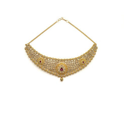 22K Yellow Gold Uncut Diamond Choker Necklace W/ 25.59ct SI Uncut Diamonds & Precious Rubies - Virani Jewelers