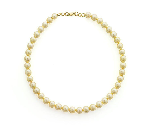22K Yellow Gold Pearl Necklace - Virani Jewelers | Exude with the essence of a classic luxury in this elegant 22K yellow gold pearl necklace from Vi...