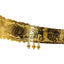 A close-up shot of the peacock tail and gold balls that decorate the side of a 22K waist belt from Virani Jewelers.