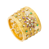 22K Gold Bangle - Virani Jewelers | Blend art and luxury with this confection of Kundan designs and radiant gold with this 22K yellow...