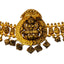 Close-up picture of the 22K Laxmi image on the antique yellow gold waist belt from Virani Jewelers.