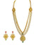 22K Yellow Gold Antique Necklace & Earrings Set W/ Ruby, Emerald, CZ & Large Ornate Pendants on Beaded Multi Strand - Virani Jewelers
