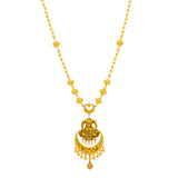 22K Yellow Gold Antique Necklace & Jhumki Earrings Set W/ Laxmi Pendant - Virani Jewelers | Be bold and elegant with this most exquisite 22K yellow gold antique Temple necklace and earrings...