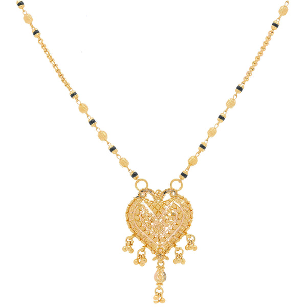 An image of a lustrous 22K gold necklace with gold-capped beads from Virani Jewelers | Add elegance to your wardrobe with a 22K yellow gold necklace from Virani Jewelers!

Radiant 22K ...