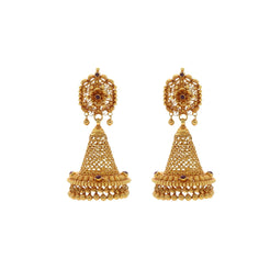 22K Yellow Gold Antique Earrings W/Ruby, 20.9 grams - Virani Jewelers