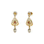 22K Yellow Antique Gold Drop Earrings W/ CZ, Rubies, Pearls & Laser Cut Design - Virani Jewelers