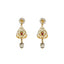 22K Yellow Antique Gold Drop Earrings W/ CZ, Rubies, Pearls & Laser Cut Design - Virani Jewelers
