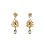 22K Yellow Antique Gold Drop Earrings W/ CZ, Rubies, Pearls & Laser Cut Design - Virani Jewelers | 


Exude elegance with the classic touches of fine design with special jewelry like this 22K yell...