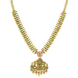 An image of the Antique Laxmi Temple 22K gold necklace from Virani Jewelers. | Turn heads as soon as you walk in the room with this 22K gold necklace set from Virani Jewelers!
...