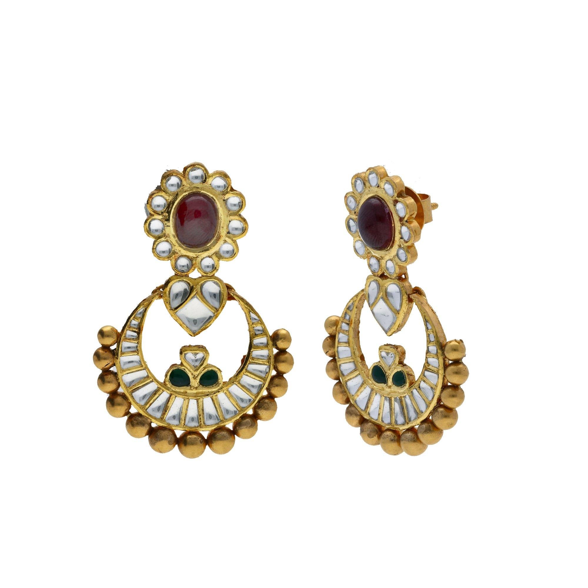 Antique kundan earrings sales