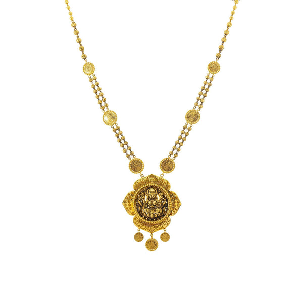 An image of the Antique Medallion 22K gold necklace from Virani Jewelers. | Celebrate culture and tradition with this gorgeous 22K gold necklace set from Virani Jewelers!

F...