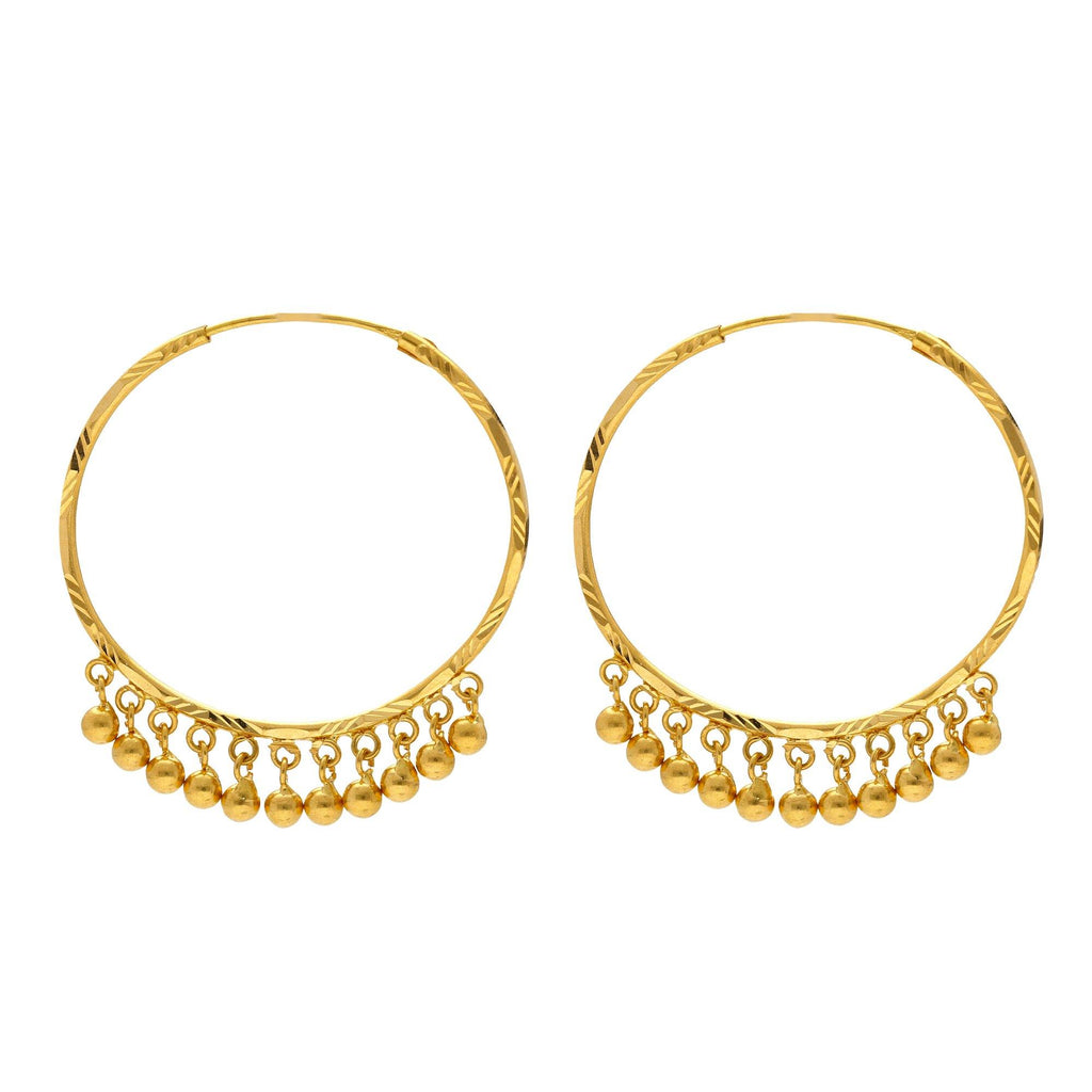22K Yellow Gold Beaded Hoop Earrings - Virani Jewelers | 
These chic 22K Indian gold earrings for women will add a stylish flare to any look. They can eas...