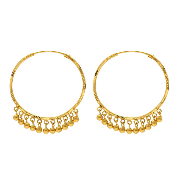 22K Yellow Gold Beaded Hoop Earrings - Virani Jewelers | 
These chic 22K Indian gold earrings for women will add a stylish flare to any look. They can eas...