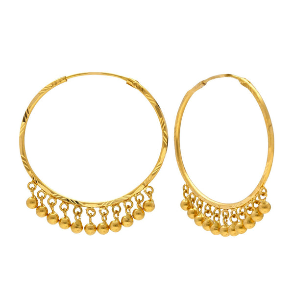 22K Yellow Gold Beaded Hoop Earrings - Virani Jewelers | 
These chic 22K Indian gold earrings for women will add a stylish flare to any look. They can eas...