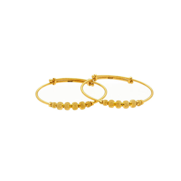 22K Gold Baby Bangles set of 2 W/ Gold Accented balls - Virani Jewelers | 



22K Yellow Gold Bangle W/Four Laser Mark Accent Balls. This lovely 22K yellow gold bangle set...