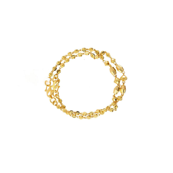 An image of an all gold 22K gold baby bracelet from Virani Jewelers. | Enjoy the delicate elegance of the 22K Gold Links and Bead Baby Bracelet from Virani Jewelers!

M...
