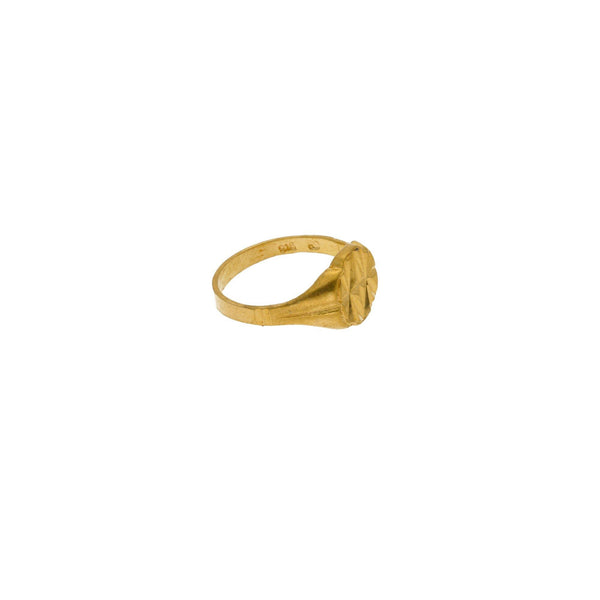 22K Gold Ring For Baby Boy - BjRi16695 - 22K Gold Ring for boys designed  with machine cuts in matte and shine finish combination.