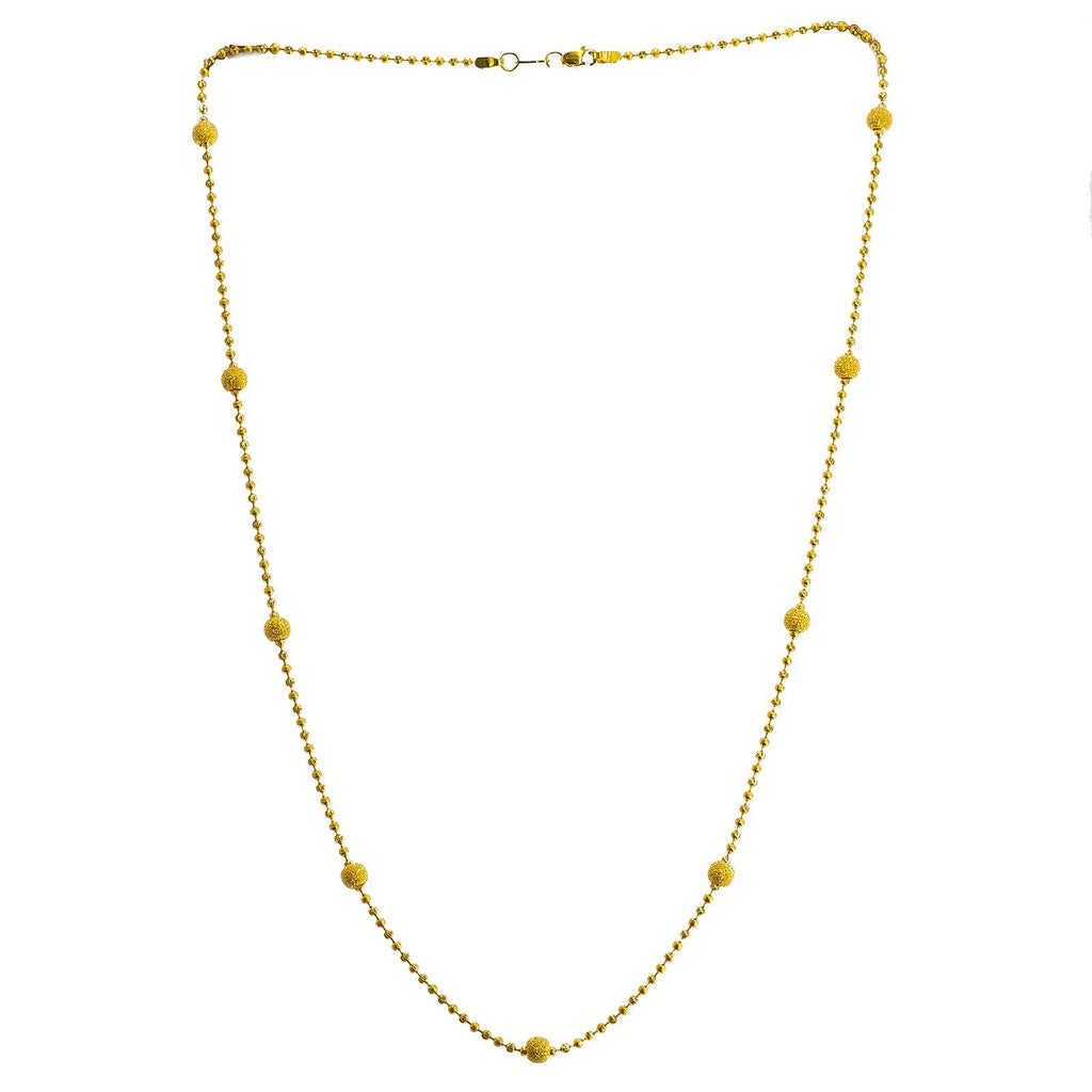 22K Yellow Gold Ball Chain W/ Glass Blast Accent Balls - Virani Jewelers | 22K Yellow Gold Ball Chain W/ Glass Blast Accent Balls for women. This radiant 22K yellow gold ba...