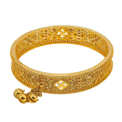 22K Yellow Gold Bangles Set of 2 W/ Hanging Gold Ball Accents - Virani Jewelers