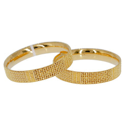 22K Yellow Gold Bangles Set of 2 W/ Beaded Filigree, 49.1 grams - Virani Jewelers