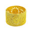 22K Yellow Gold Bangle W/ Faceted Lotus Flower Centerpiece & Openable Band - Virani Jewelers
