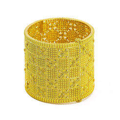 22K Yellow Gold Bangle W/ Alternating Textured Pattern & Openable Band - Virani Jewelers