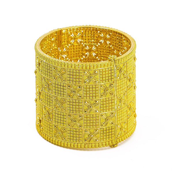 22K Yellow Gold Bangle W/ Alternating Textured Pattern & Openable Band - Virani Jewelers |  22K Yellow Gold Bangle W/ Alternating Textured Pattern & Openable Band for women. This beaut...
