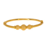 22K Yellow Gold Bangle W/ 3 Accent Dimpled Balls - Virani Jewelers | Create bold accents with radiant blends of gold colors and unique jewelry designs such as this 22...