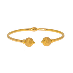22K Yellow Gold Bangle W/ Facing Speckled Accent Balls - Virani Jewelers