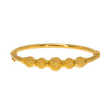 22K Yellow Gold Bangle W/ 5 Accent Dimpled Balls - Virani Jewelers | Create bold accents with radiant blends of gold colors and unique jewelry designs such as this 22...