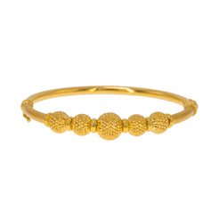 22K Yellow Gold Bangle W/ 5 Accent Dimpled Balls - Virani Jewelers