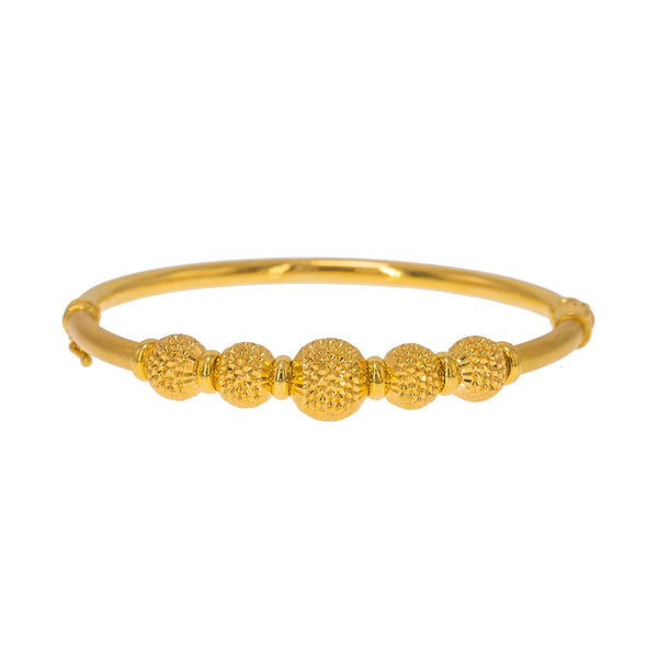 22K Yellow Gold Bangle W/ 5 Accent Dimpled Balls - Virani Jewelers | Create bold accents with radiant blends of gold colors and unique jewelry designs such as this 22...