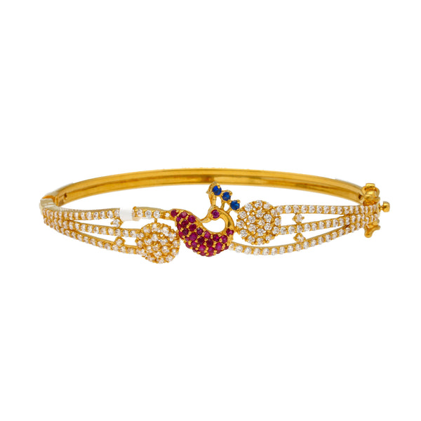 22K Yellow Gold Peacock Bangle W/ Rubies, Sapphires & CZ Gemstones - Virani Jewelers | 


Add the radiance of precious gemstones to your look such as this 22K yellow gold peacock bangl...