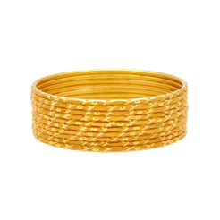 22K Yellow Gold Thin Bangles Set of Ten, 41.2 Grams - Virani Jewelers