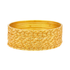 22K Yellow Gold Thin Bangles Set of Twelve, 59.5 Grams - Virani Jewelers