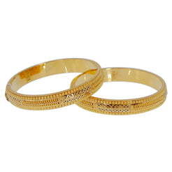 22K Yellow Gold Bangles Set of 2 W/ Beaded Filigree & Clustered Disc Accents - Virani Jewelers