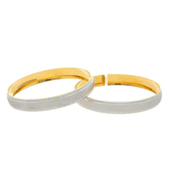 22K Yellow Gold Feminine Bangles Set of Two, 51.4 grams - Virani Jewelers