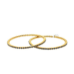 22K Yellow Gold Bangles Set of Two W/ Sapphire, 38.4 grams - Virani Jewelers