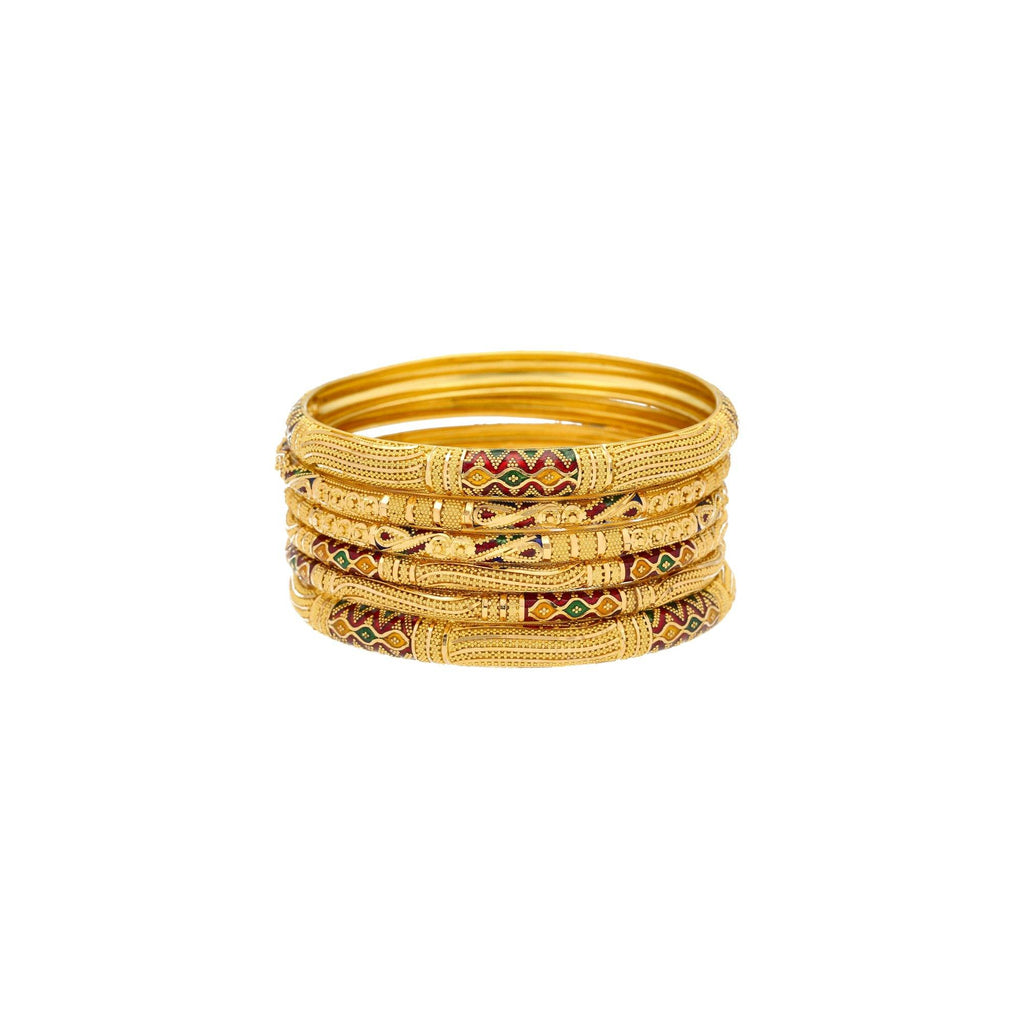 22K Yellow Gold & Enamel Large Unity Bangles - Virani Jewelers | 
Brighten up any look with the 22K Yellow Gold & Enamel Large Unity Bangles from Virani Jewel...