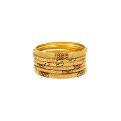 22K Yellow Gold & Enamel Large Unity Bangles - Virani Jewelers