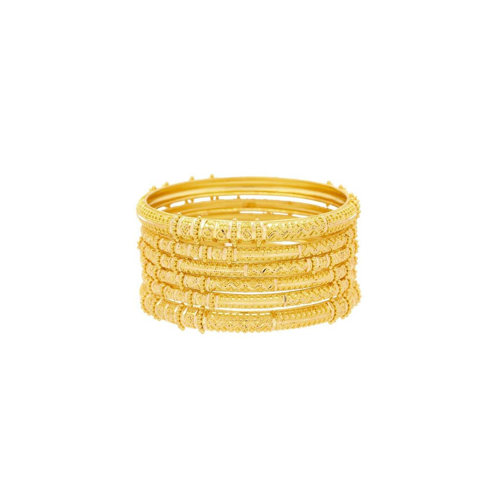 22K Yellow Gold Traditional Bangles - Virani Jewelers | 
The 22K Yellow Gold Traditional Bangles go great with both everyday wear and traditional outfits...