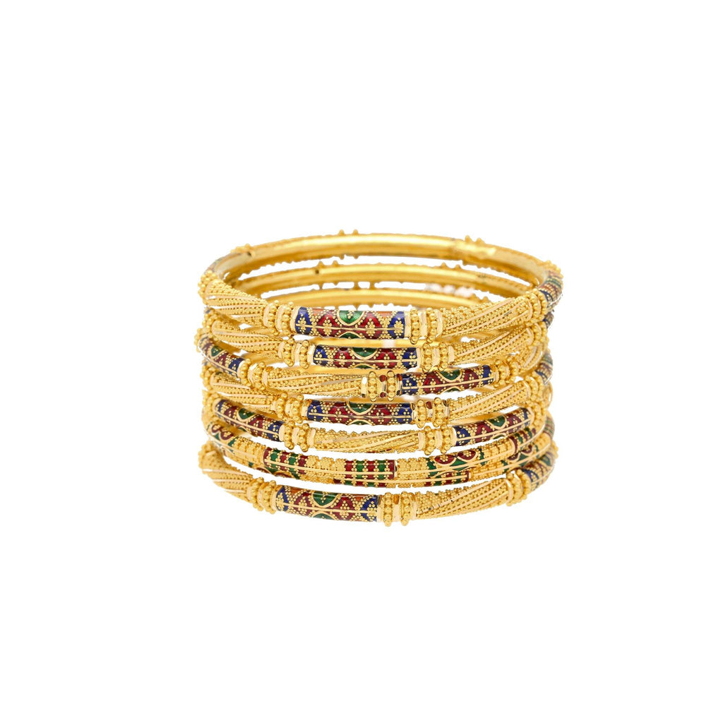 22K Yellow Gold & Enamel Medium Unity Bangle - Virani Jewelers | 
Brighten up any look with the 22K Yellow Gold & Enamel Medium Unity Bangles from Virani Jewe...