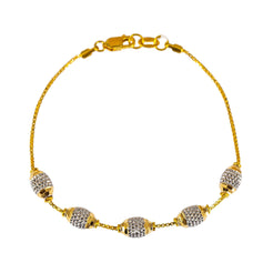 22K Multi Tone Gold Bracelet W/ Yellow & White Gold Accent Beads - Virani Jewelers