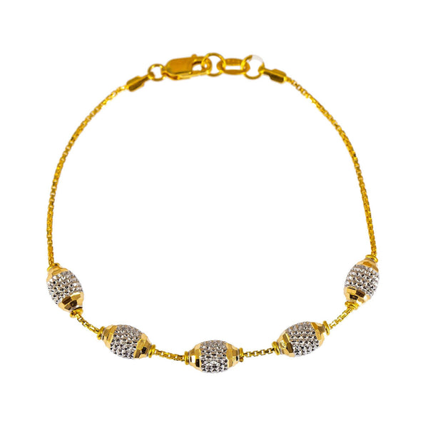 22K Multi Tone Gold Bracelet W/ Yellow & White Gold Accent Beads - Virani Jewelers | Feminine chic accessories are essential for every affair such as this this elegant 22K multi tone...