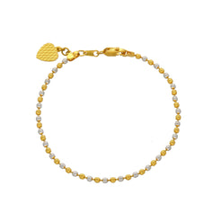 22K Multi Tone Gold Ball Bracelet W/ Heart Charm - Virani Jewelers